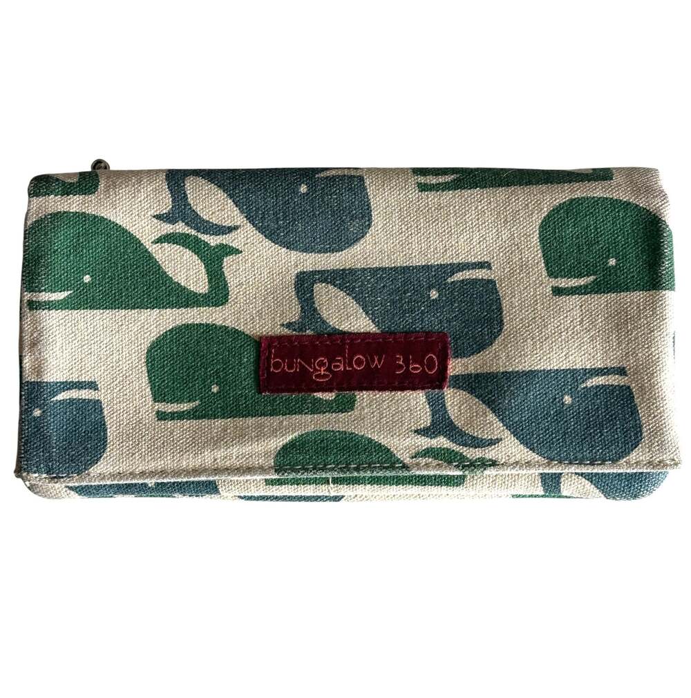 Bungalow 360 Whale Wallet Womens Eco-Friendly Organic Cotton Canvas